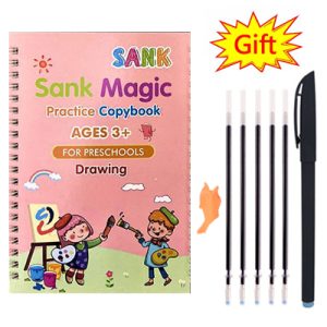 Pack Of 4 Pcs With 10 Refill Copybooks Pen Magic Copy Book Free Wiping Children’s Kid Writing Sticker Practice Copybook For Calligraphy