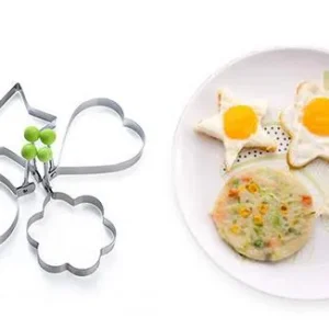 Pack of 4 Egg Shaper Kitchen Tools Star, Heart, Round, Flower Shaped Stainless Steel –  (random color )