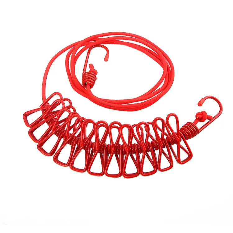 Clip&Hang 185CM Portable Clothesline With (12) Clip - Elastic, Windproof & Eco-Friendly for Travel & Home Use