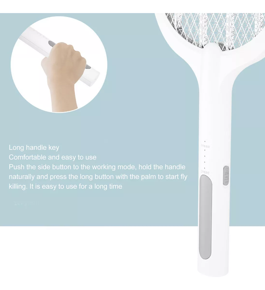 Rechargeable Electric Mosquito Killer Racket 2 In 1 LED Flash Light  (Random Color)