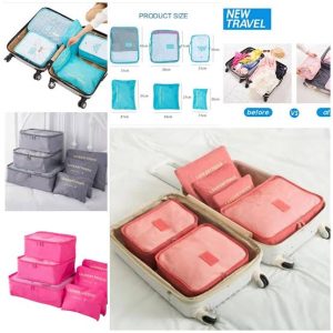 6pcs/Set Travel Storage Bag Portable Luggage Organizer Clothes Tidy Pouch Zip Cube Luggage Toiletry Bag Organizer Pouch Home Organization – Multi (random colors)