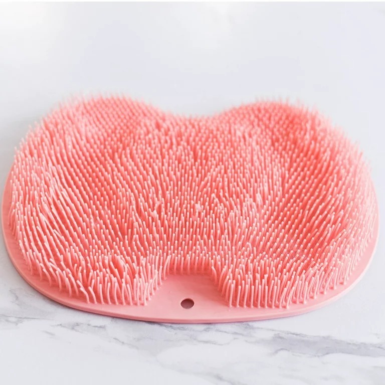 Shower Foot & Back Scrubber Mat, Wall Stick Suction Silicone Bathroom Scrubber (Random color)