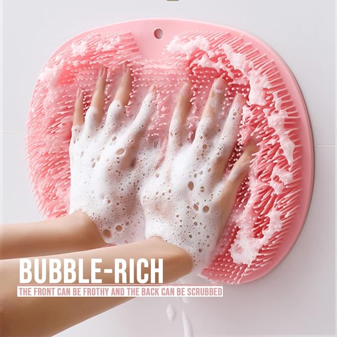 Shower Foot & Back Scrubber Mat, Wall Stick Suction Silicone Bathroom Scrubber (Random color)