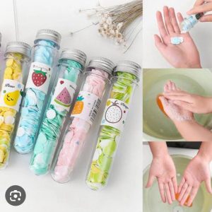 100 PC’s tube disposable Paper Soap Disposable Paper Soap With Bottle Multi-color.