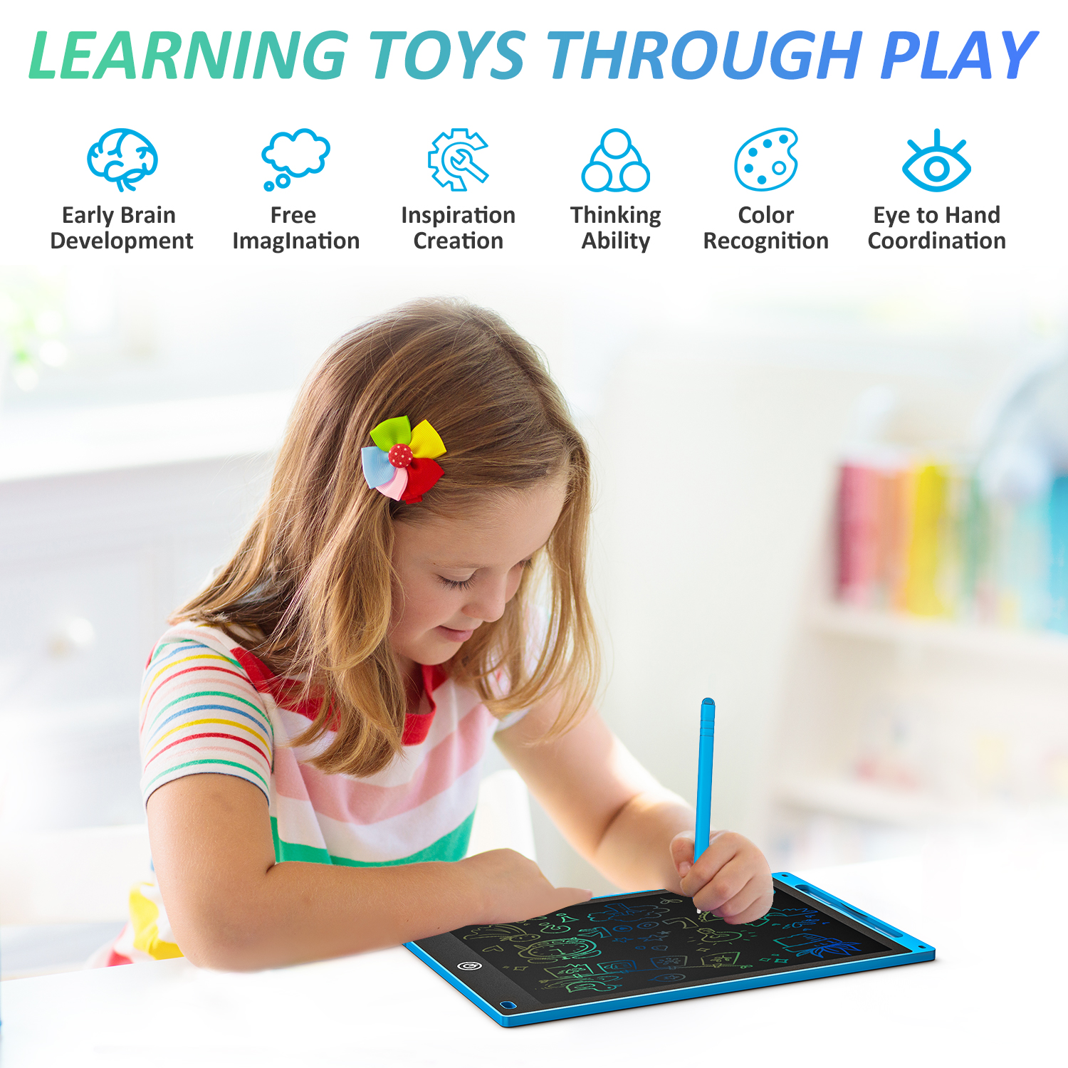 LCD Writing Tablet 10.5" Inch  Multicolor Electronic Graphics Tablet Writing Board LCD Writing Pad Drawing Tablet Handwriting Paperless Notepad Graphic Board for Kids